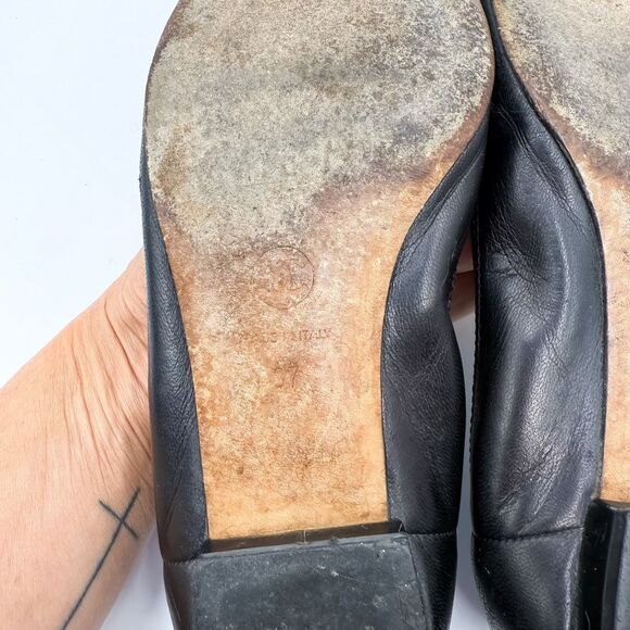 Chanel CC Cap Toe Ballet Flats Black Leather EU 37 US 6-6.5 - Picture 12 of 15